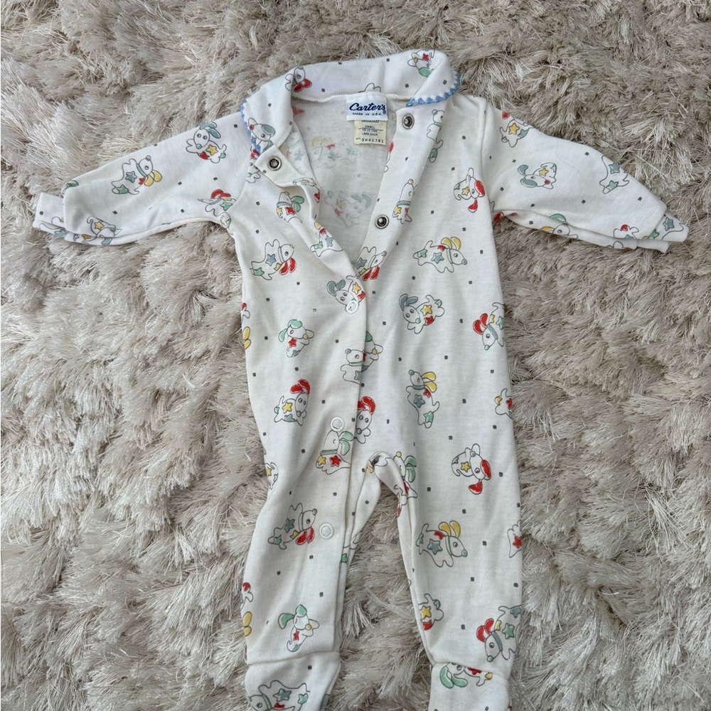 Carter's White and Colorful Print Footie